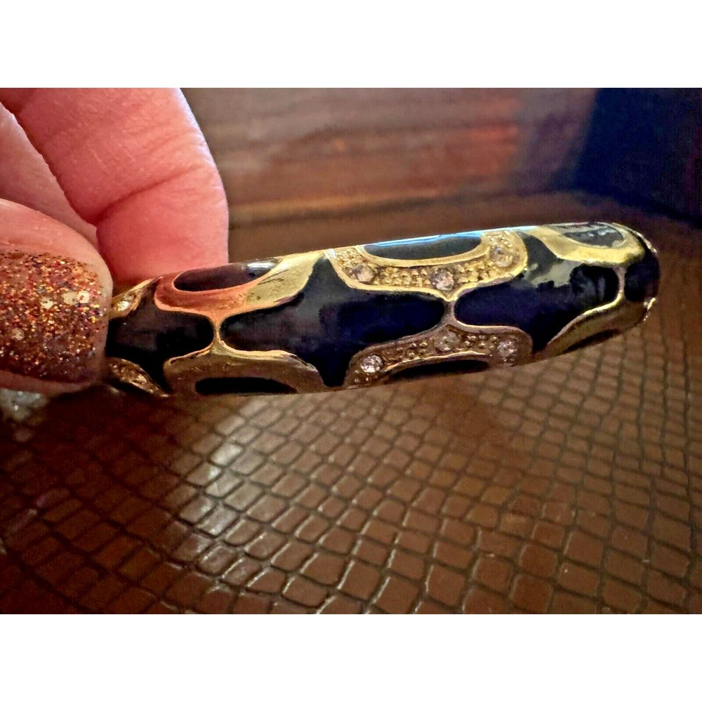 Black & Gold Tone Rhinestone Cuff Bracelet‎